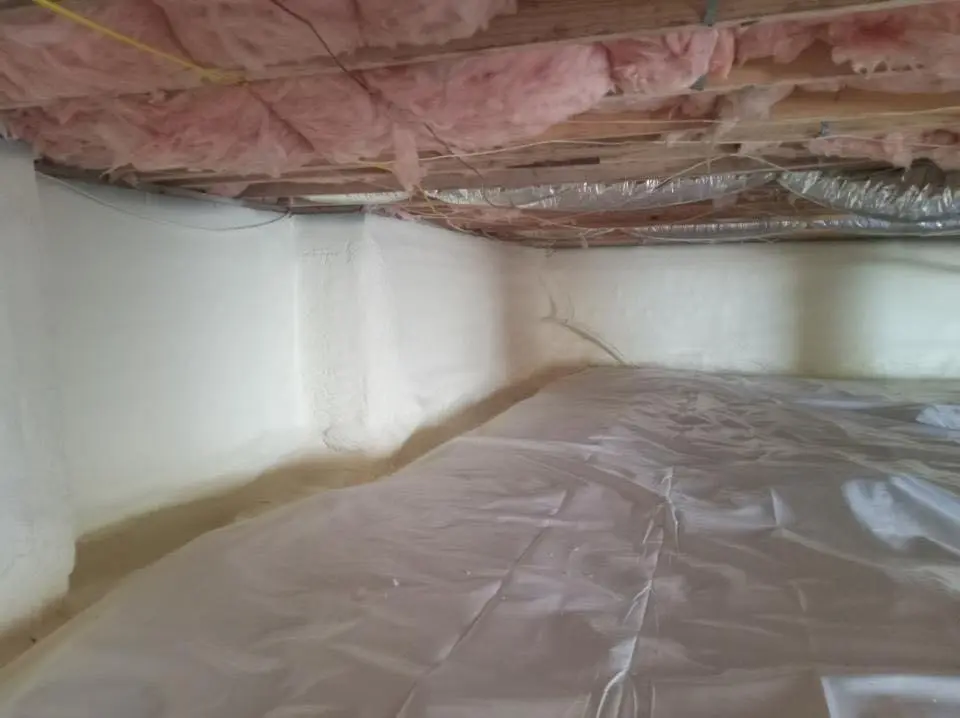 Crawl space encapsulation with closed-cell spray foam for Spray Foam Roofing in Oyster Bay